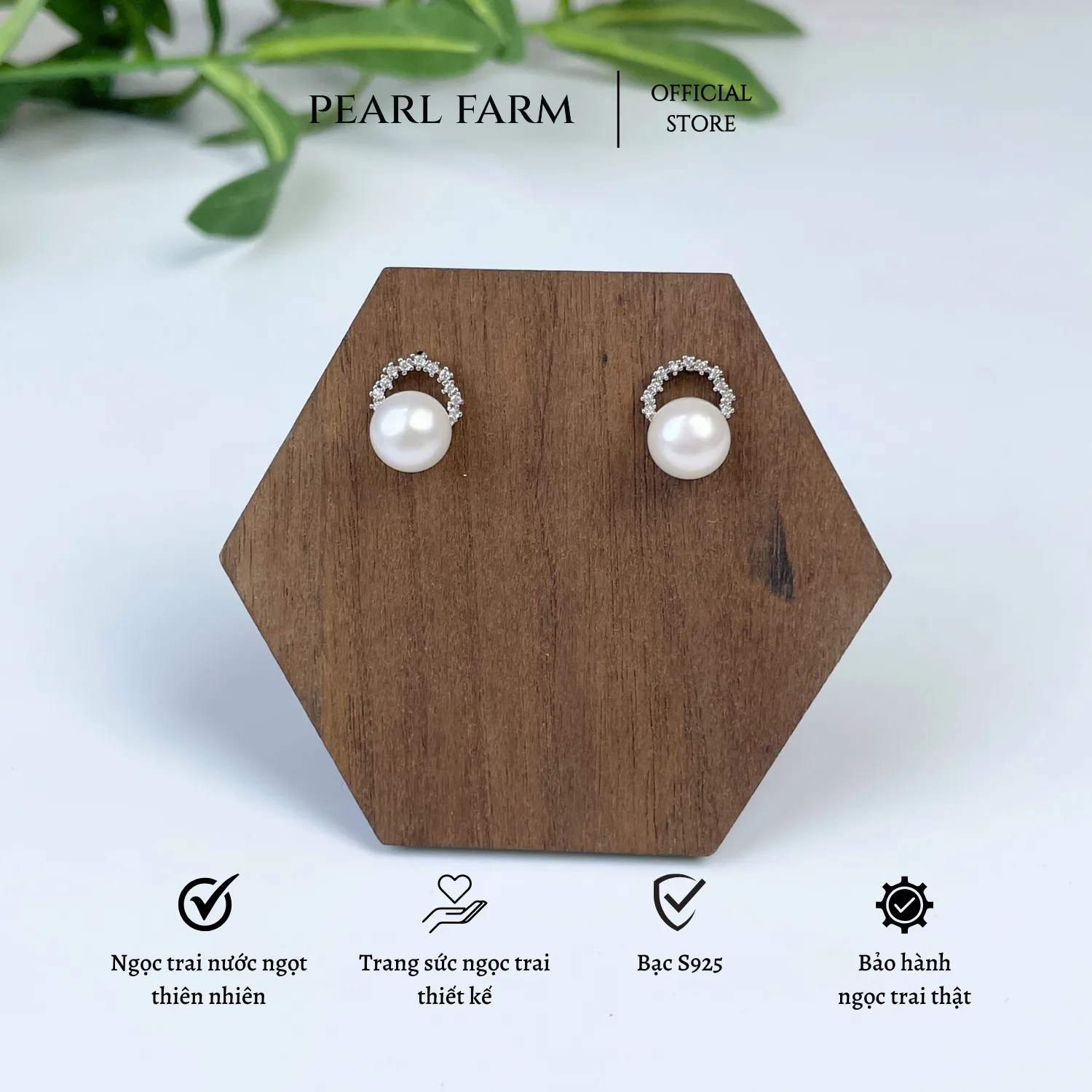 Bông Tai Nụ Ngọc Trai Dáng Vòng Nguyệt Quế - Ảnh 6