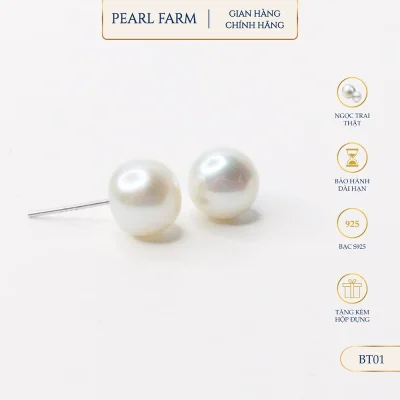Bông Tai Ngọc Trai Nụ Dáng Bánh Bao 6-10mm