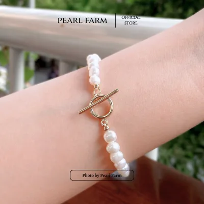 Lắc Tay Ngọc Trai Khóa OT Trơn Dáng Xu Dị