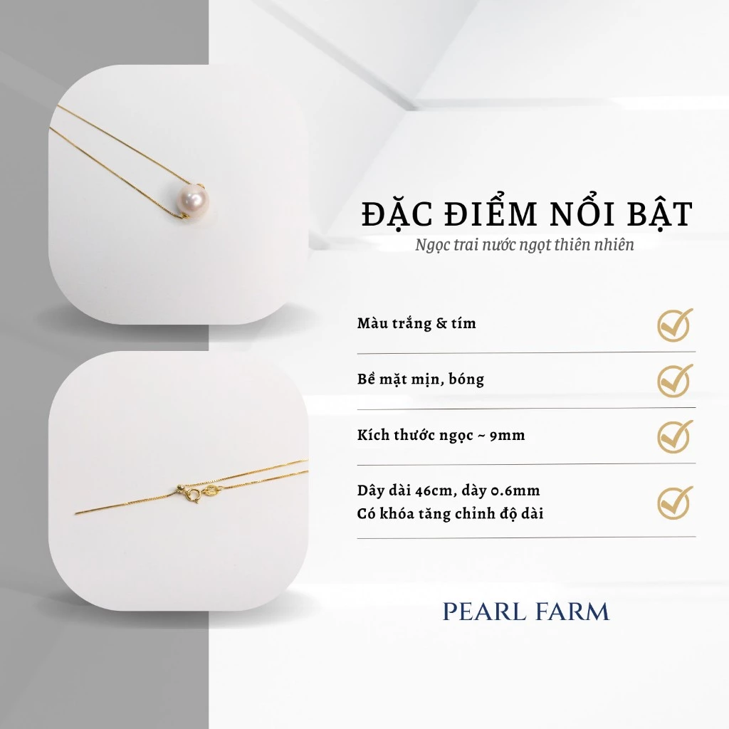 Dây Chuyền Ngọc Trai Xuyên Tâm Đơn Trẻ Trung 9mm - Ảnh 3