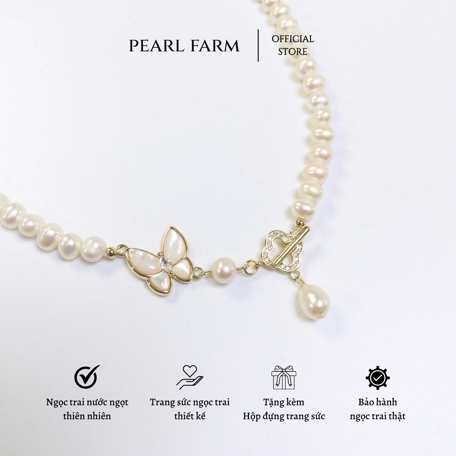 Chuỗi Cổ Ngọc Trai Khóa OT Hồ Điệp Sang Trọng