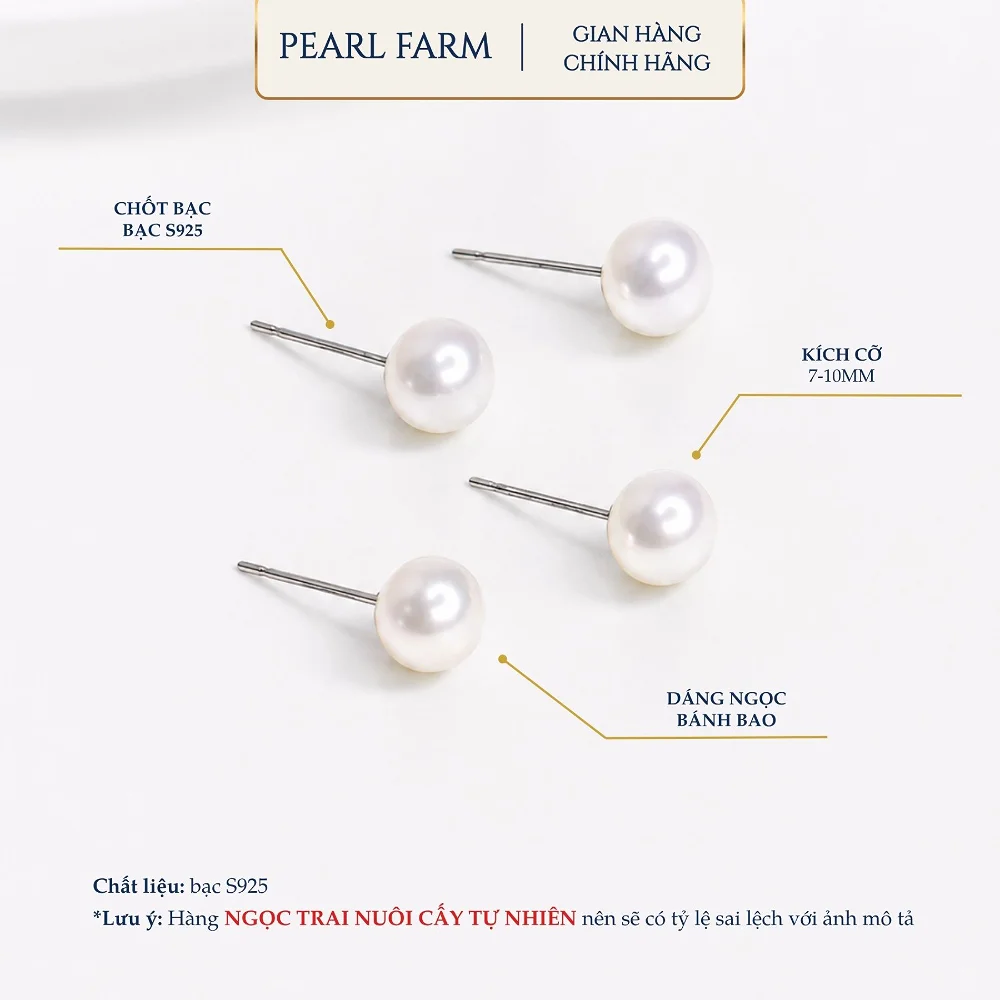 Bông Tai Ngọc Trai Nụ Dáng Bánh Bao 6-10mm - Ảnh 2