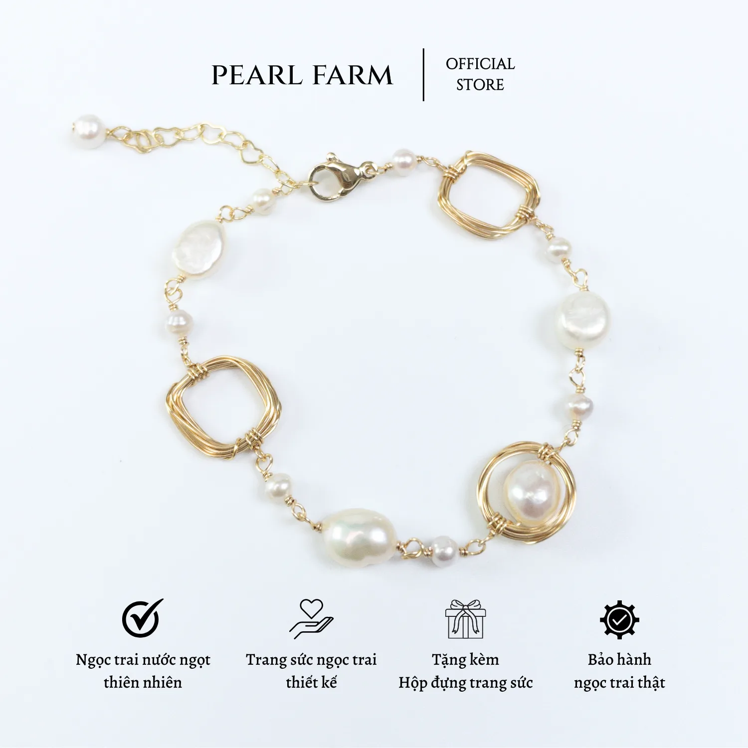 Lắc Tay Ngọc Trai Mix Dây Đồng Handmade Độc Đáo