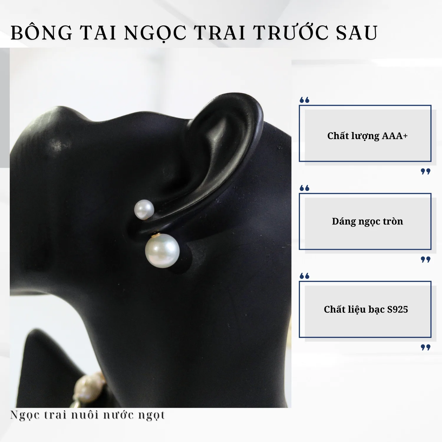 Bông Tai Ngọc Trai Thật Ngọc Trước Sau Sang Trọng - Ảnh 2
