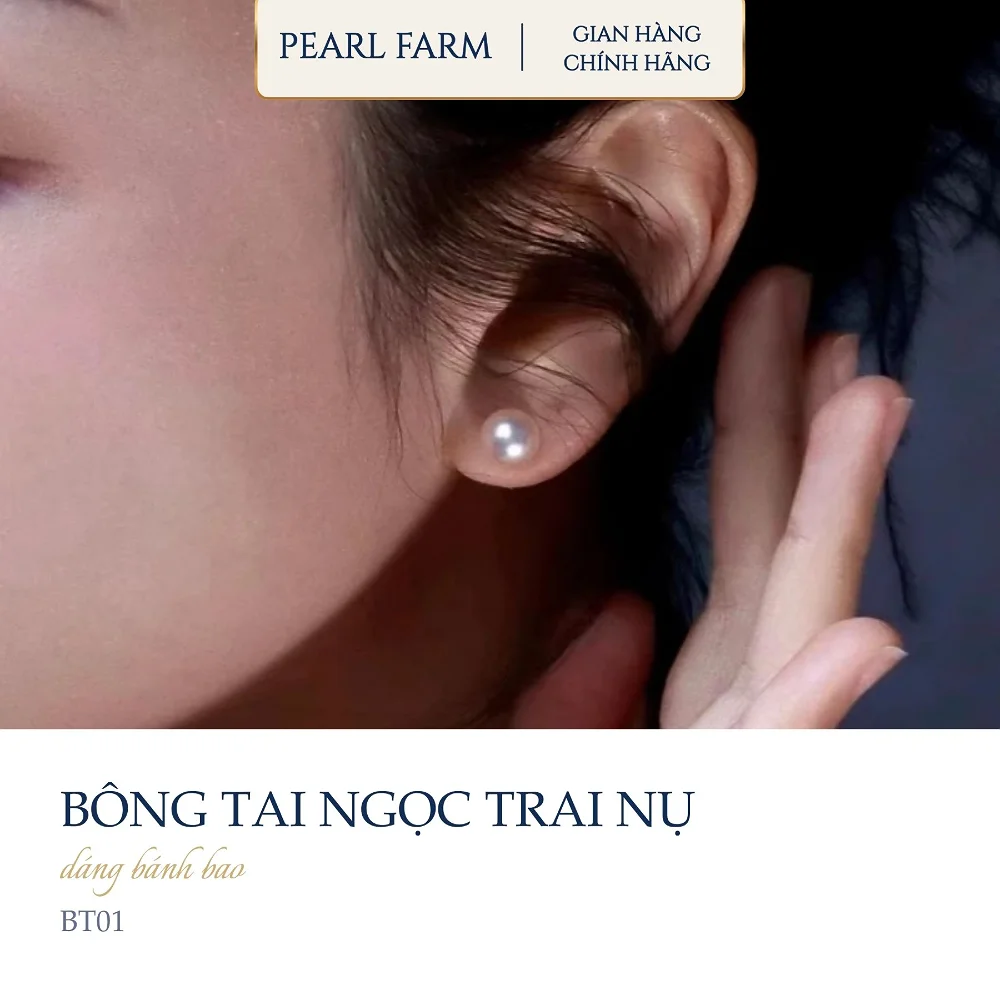 Bông Tai Ngọc Trai Nụ Dáng Bánh Bao 6-10mm - Ảnh 3
