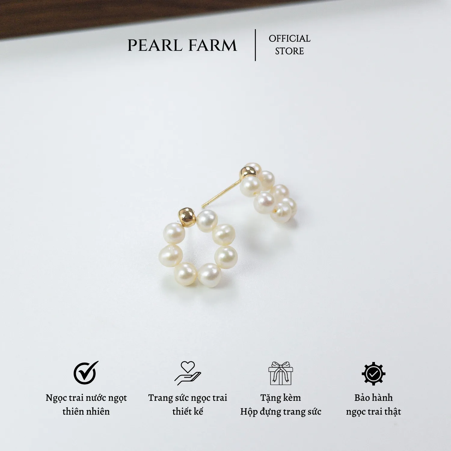 Bông Tai Ngọc Trai Phối Bi Vàng Dáng Treo