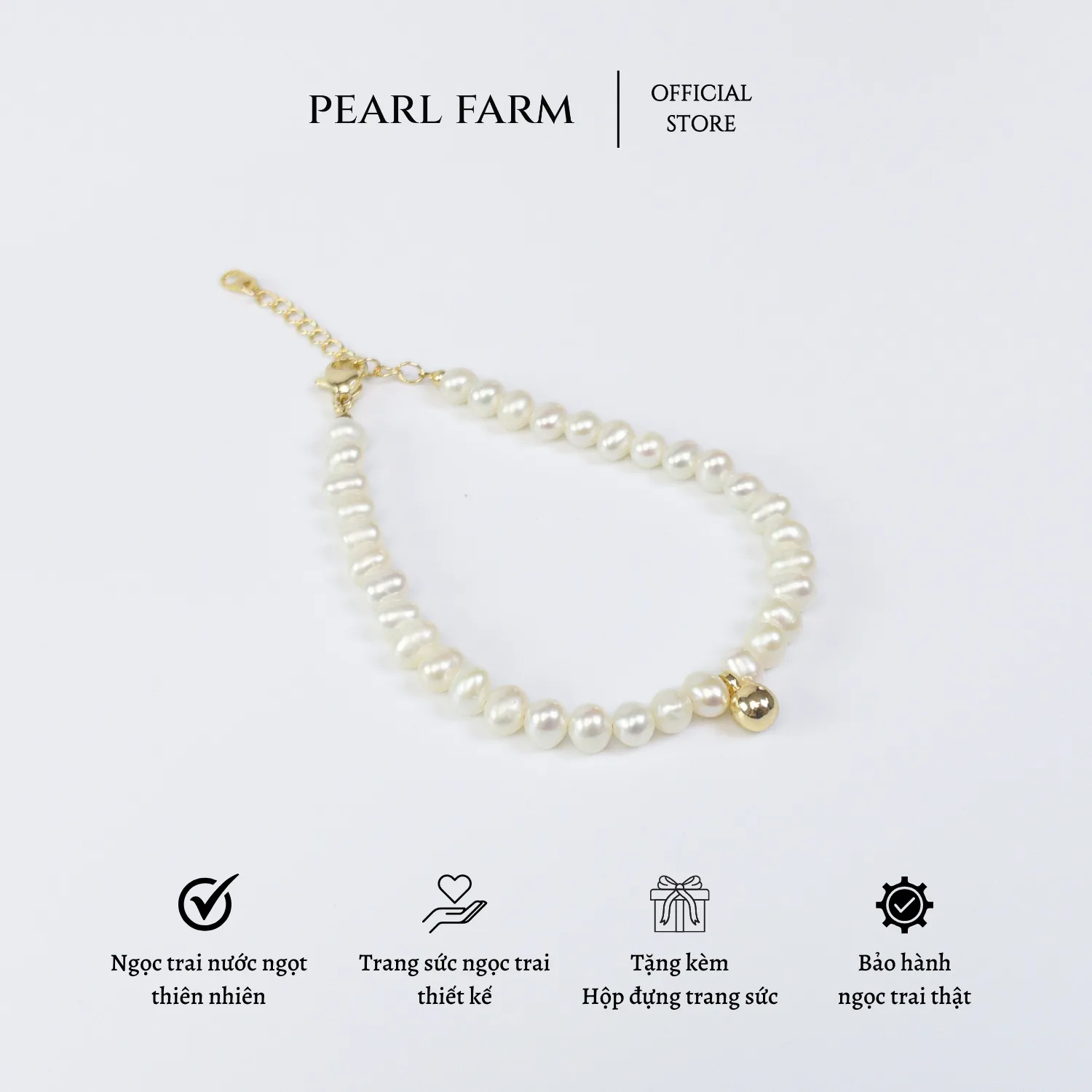 Lắc Tay Ngọc Trai 5 ly Phối Bi Vàng Trẻ Trung