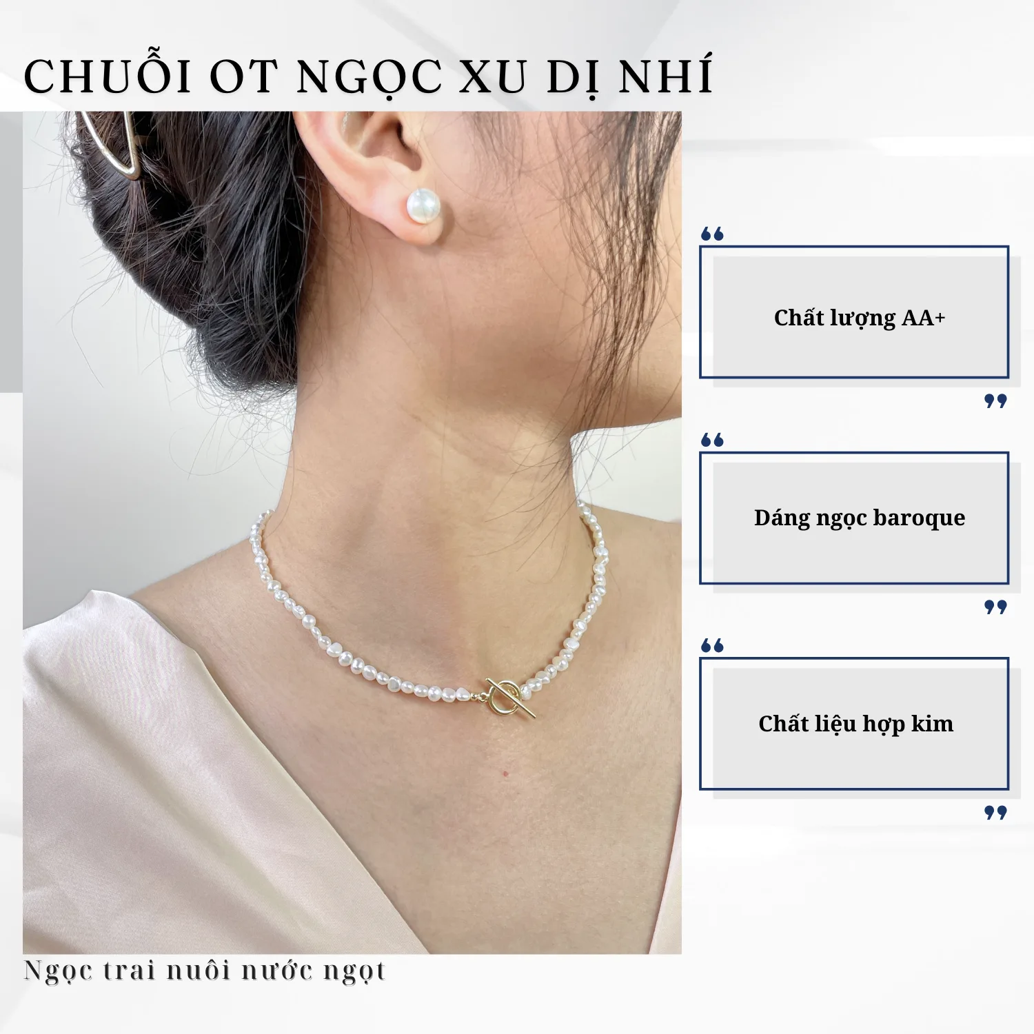 Chuỗi Dây Chuyền Ngọc Trai OT Hình Xu Dị Dáng Nhí Hiện Đại - Ảnh 2