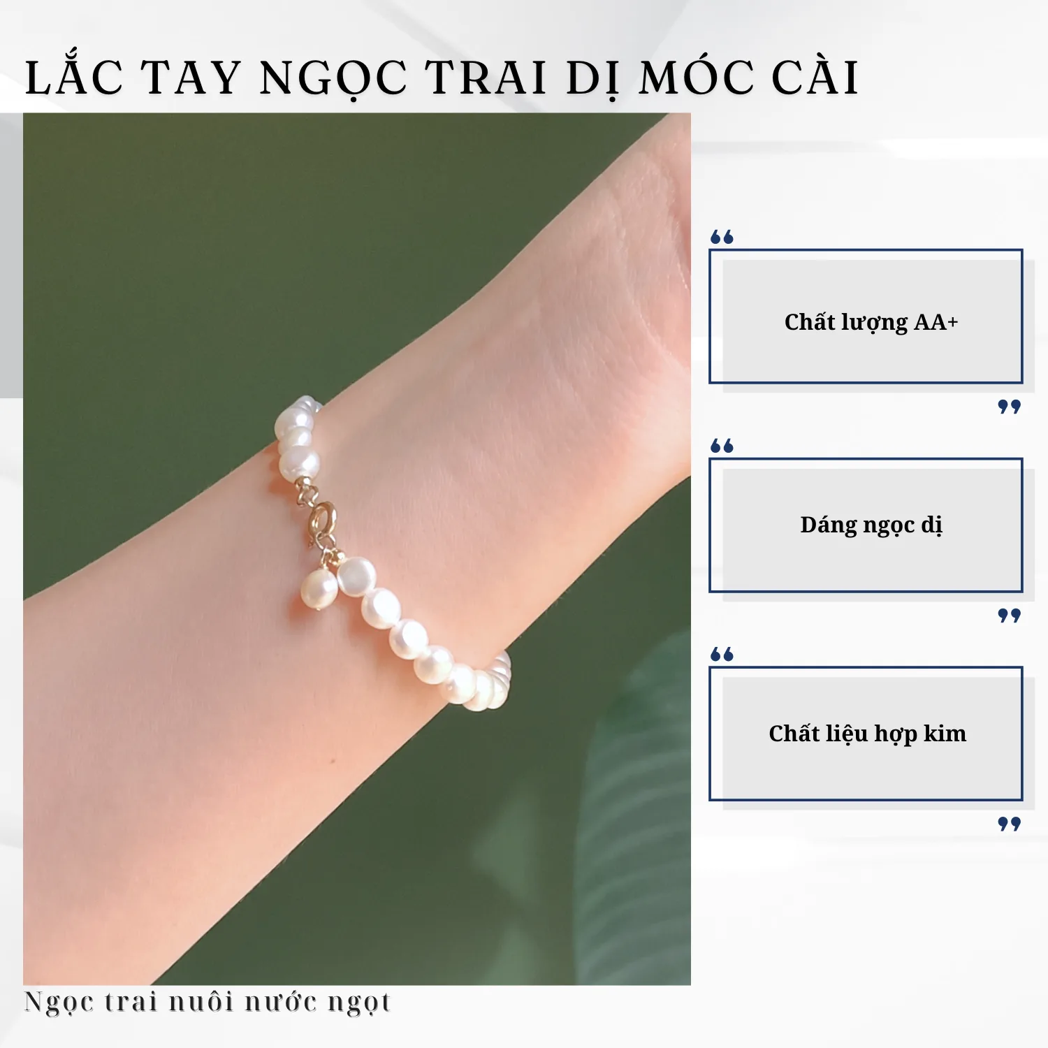 Lắc Tay Ngọc Trai Dáng Dị Móc Cài 2 Chất Liệu Trẻ Trung - Ảnh 5