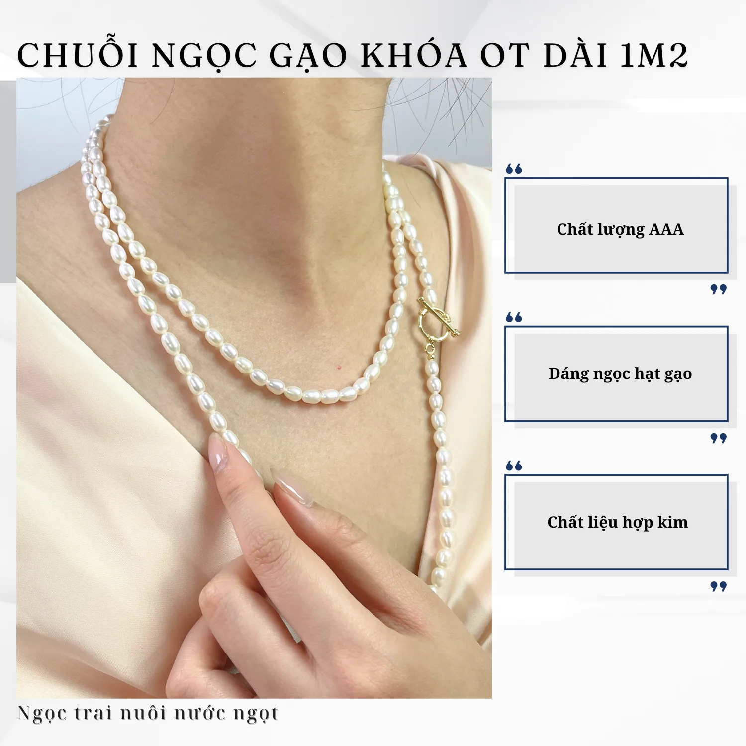 Chuỗi Cổ Ngọc Trai Khóa OT 1m2 Thời Trang Thanh Lịch - Ảnh 2