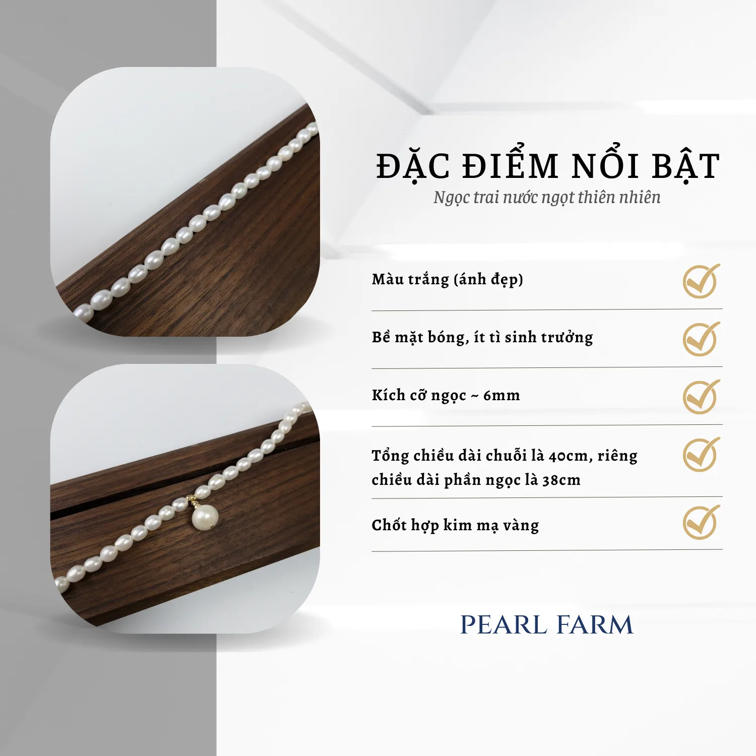 Chuỗi Dây Chuyền Ngọc Trai Phối Mặt Dây Viên Chủ - Ảnh 3