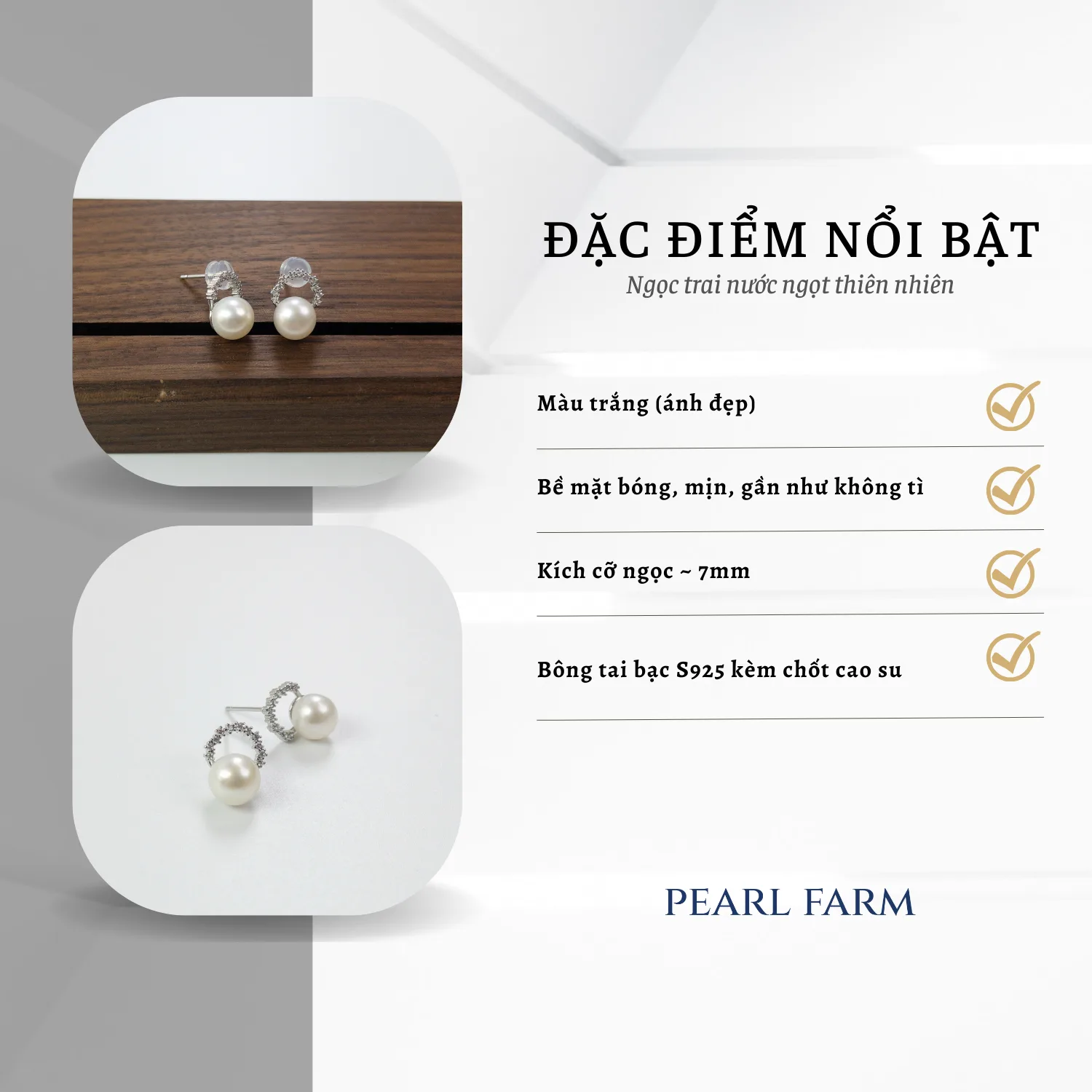 Bông Tai Nụ Ngọc Trai Dáng Vòng Nguyệt Quế - Ảnh 5