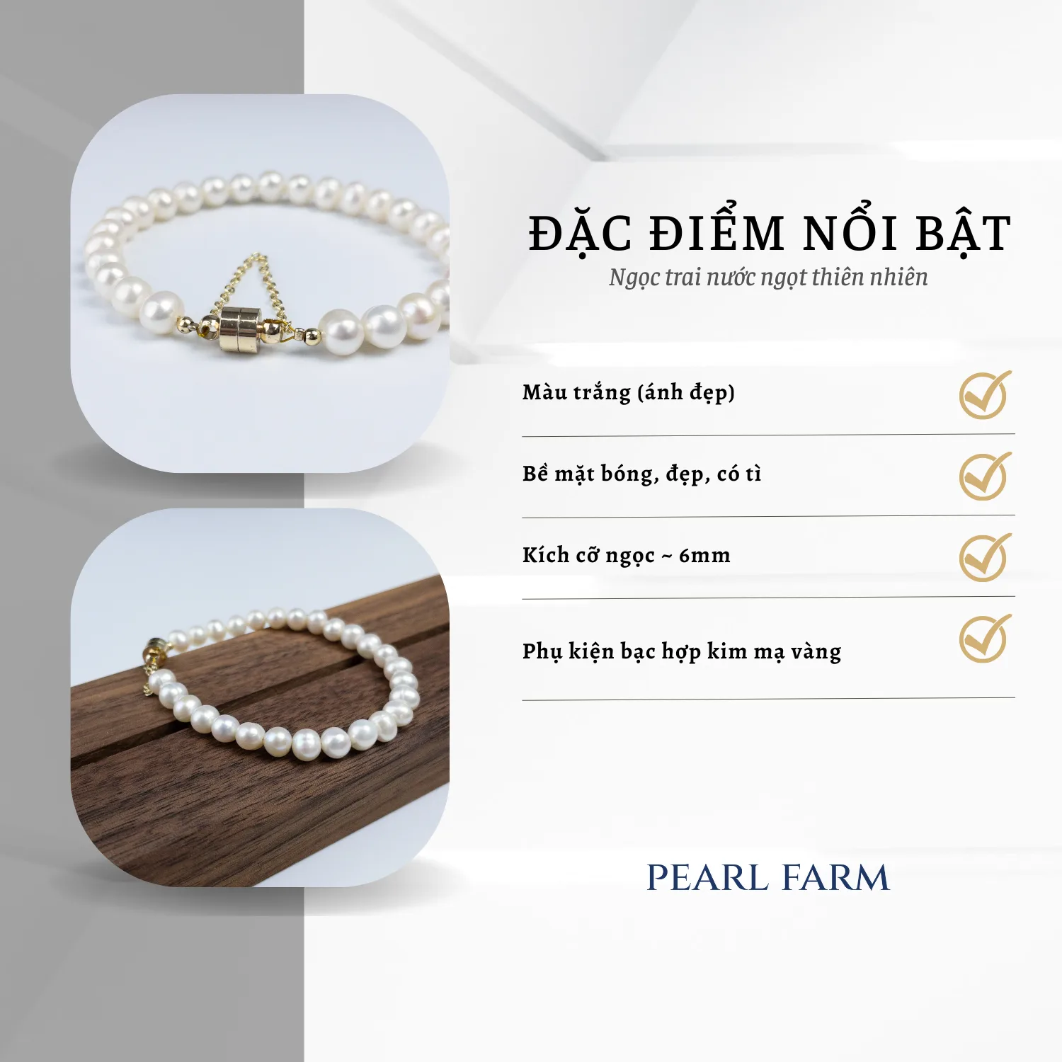 Lắc Tay Ngọc Trai Khóa Nam Châm Hợp Kim Chắc Chắn - Ảnh 6