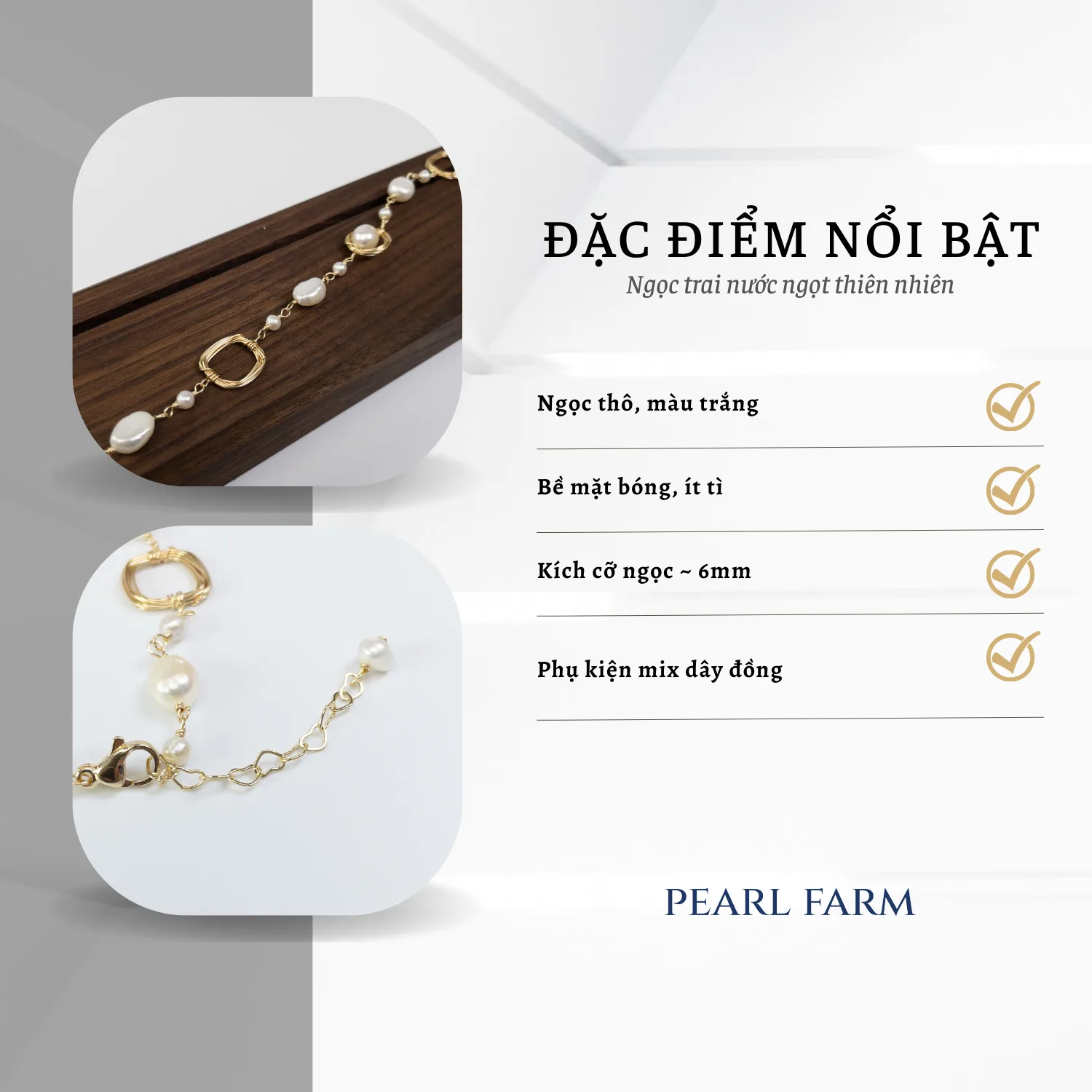 Lắc Tay Ngọc Trai Mix Dây Đồng Handmade Độc Đáo - Ảnh 3