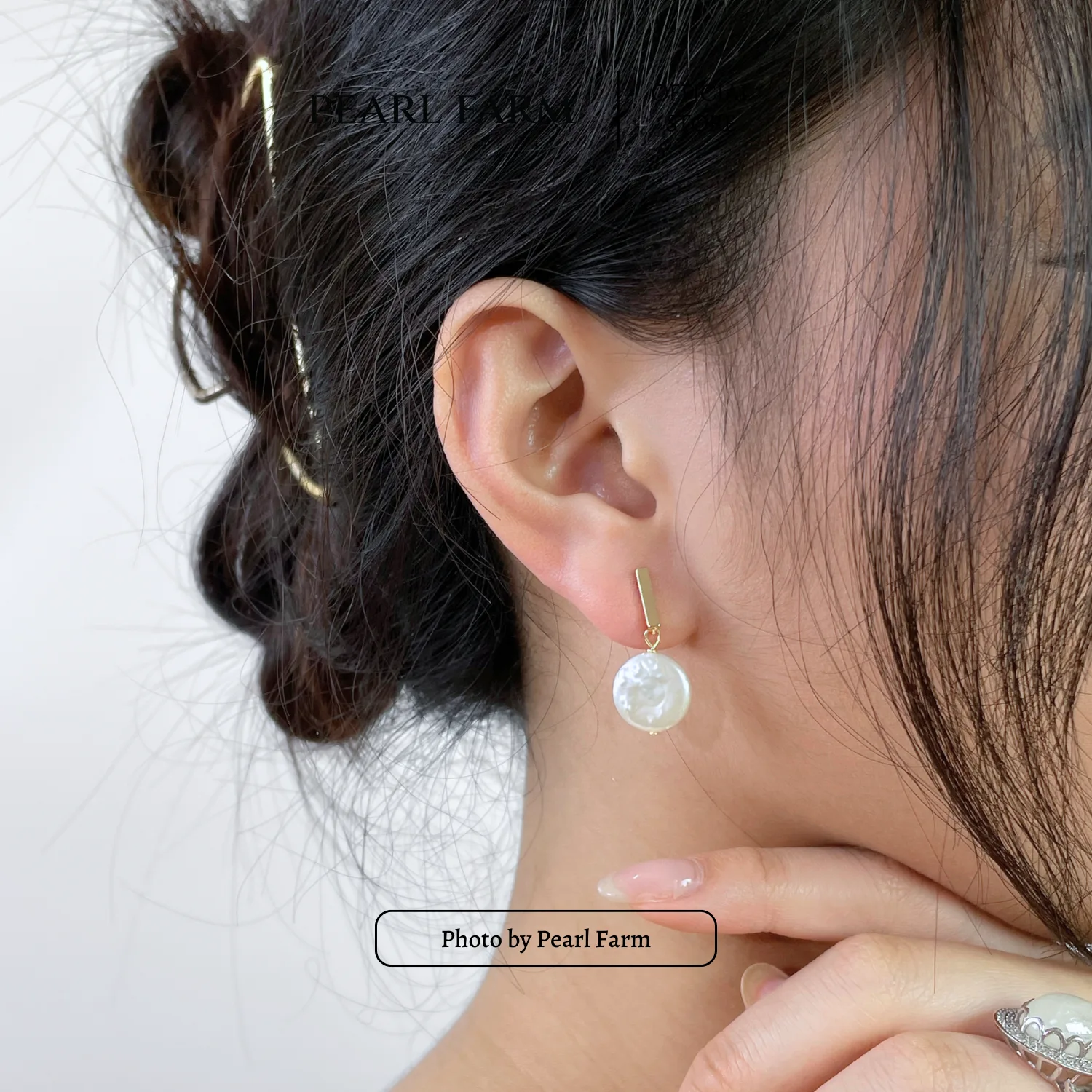 Bông Tai Ngọc Trai Dẹt Dáng Treo Thanh Lịch - Ảnh 7