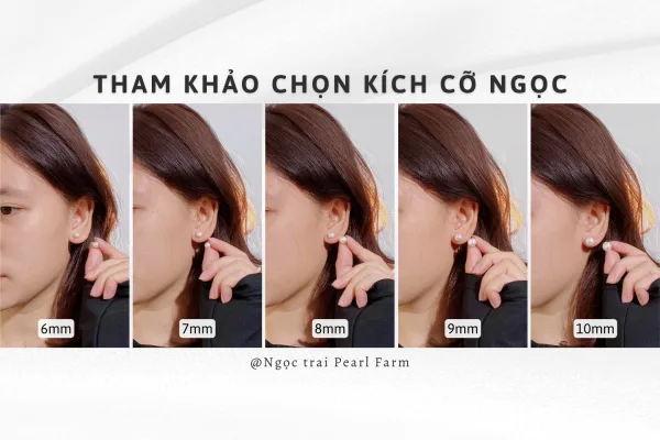 Bông Tai Ngọc Trai Nụ Dáng Bánh Bao 6-10mm
