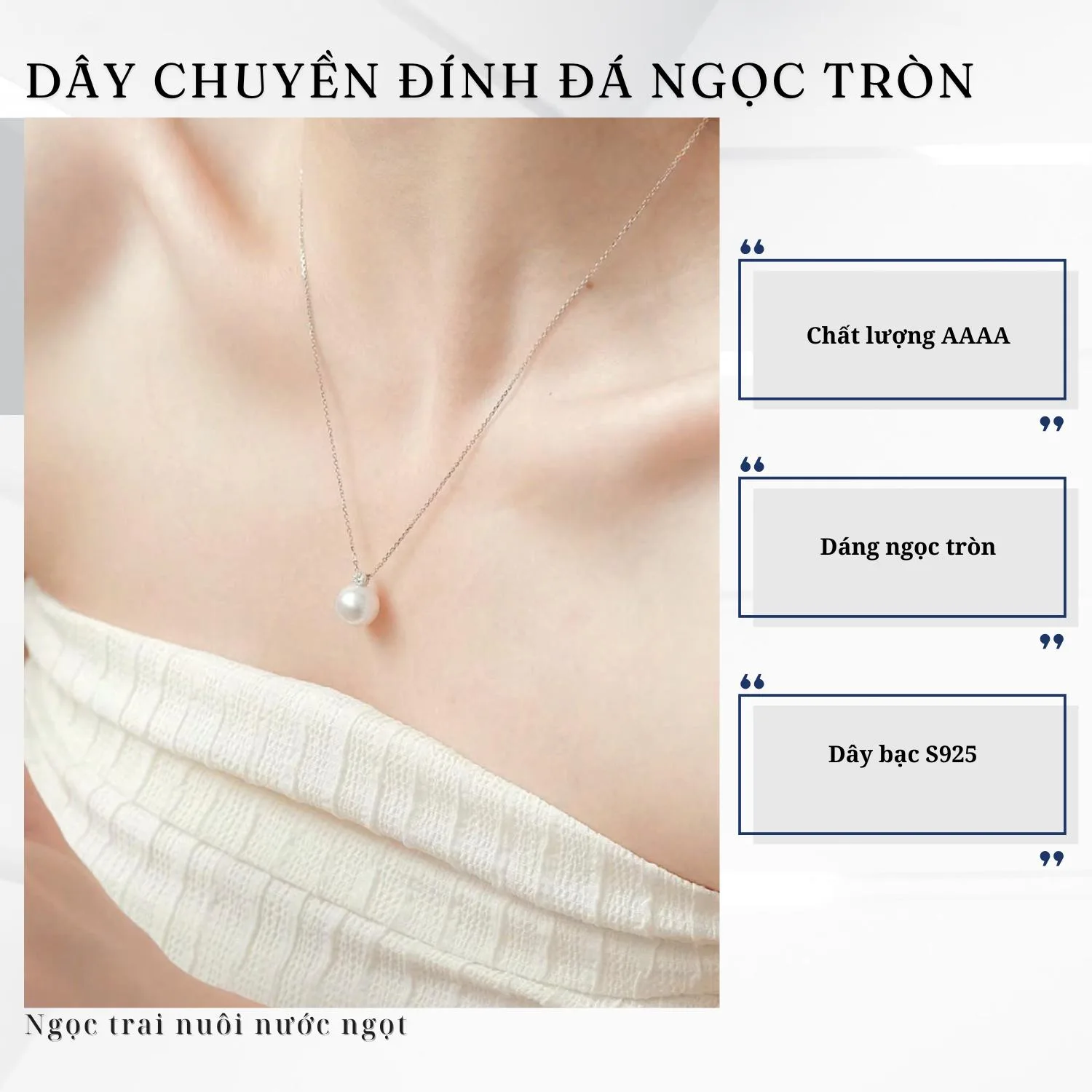 Dây Chuyền Mặt Ngọc Trai Đính Đá Lấp Lánh Sang Trọng - Ảnh 2