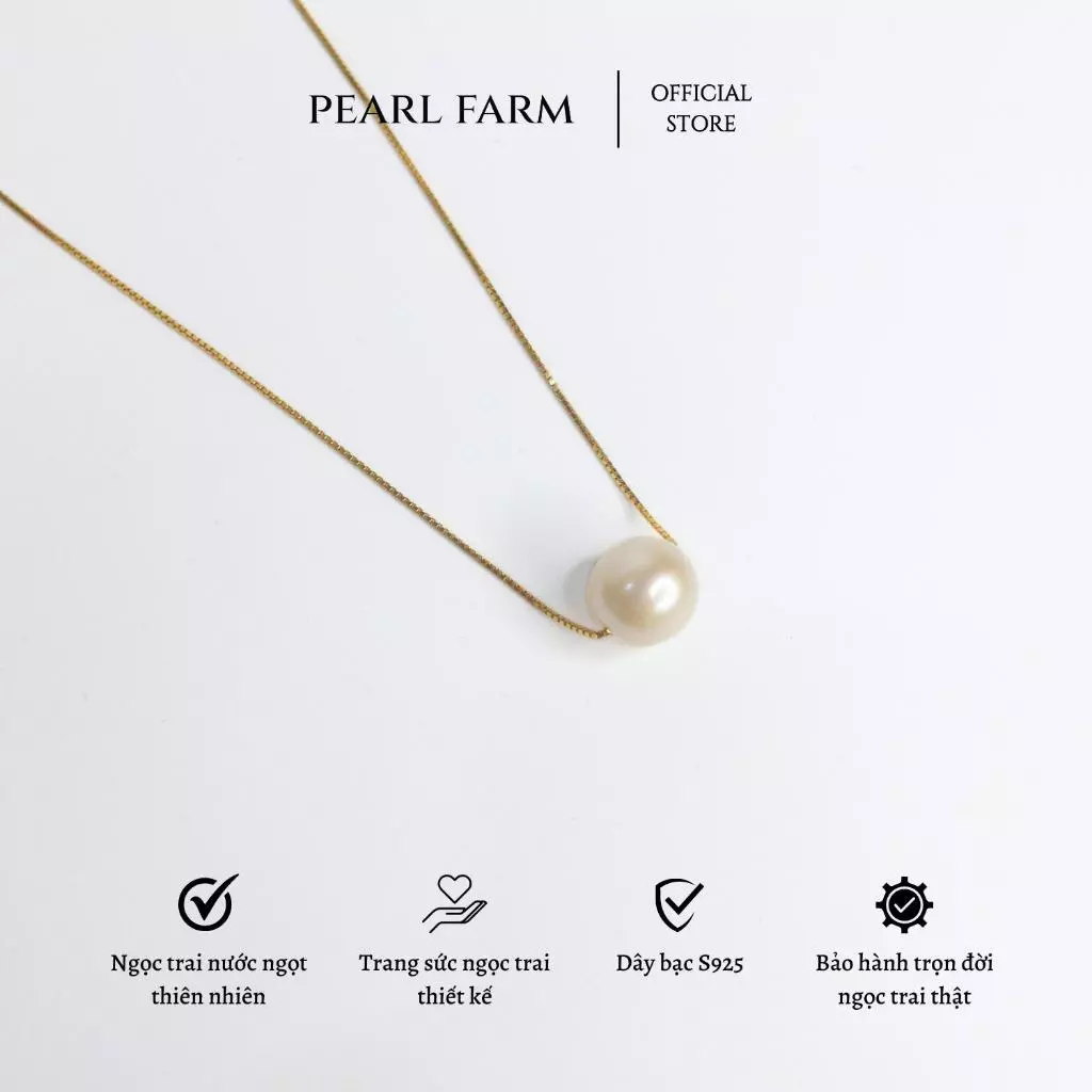Dây Chuyền Ngọc Trai Xuyên Tâm Đơn Trẻ Trung 9mm
