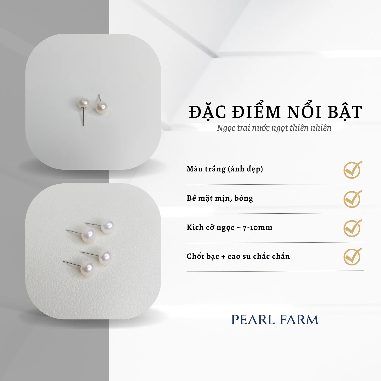 Bông Tai Ngọc Trai Nụ Dáng Bánh Bao 6-10mm - Ảnh 4