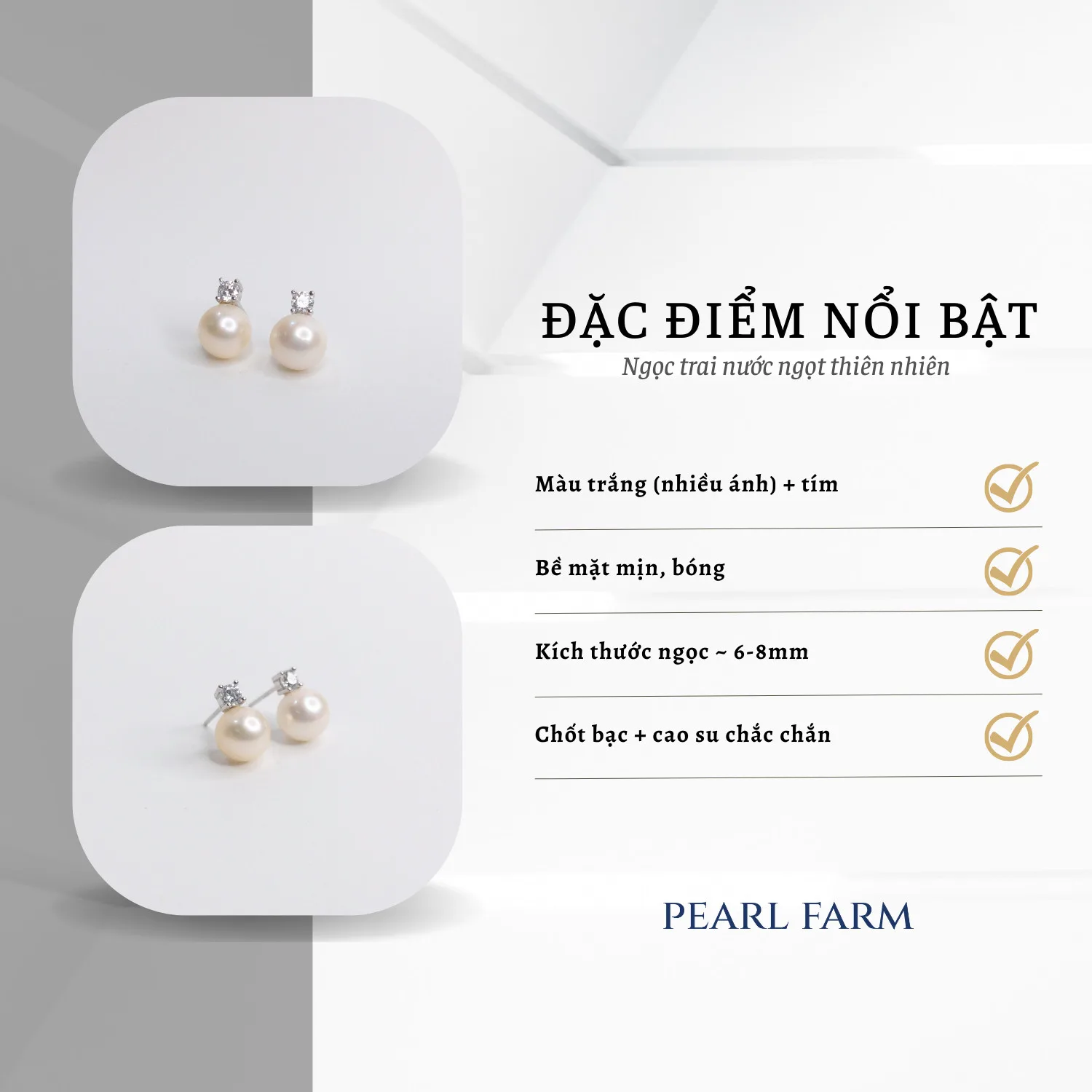 Bông Tai Ngọc Trai Thật Đính Đá Dáng Tròn Sang Trọng - Ảnh 3
