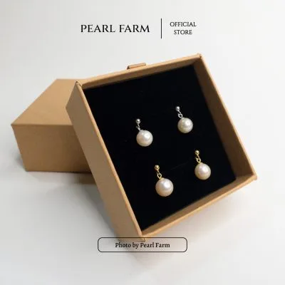Bông Tai Ngọc Trai Tròn Dáng Treo Chốt Đính Tai Sang Trọng