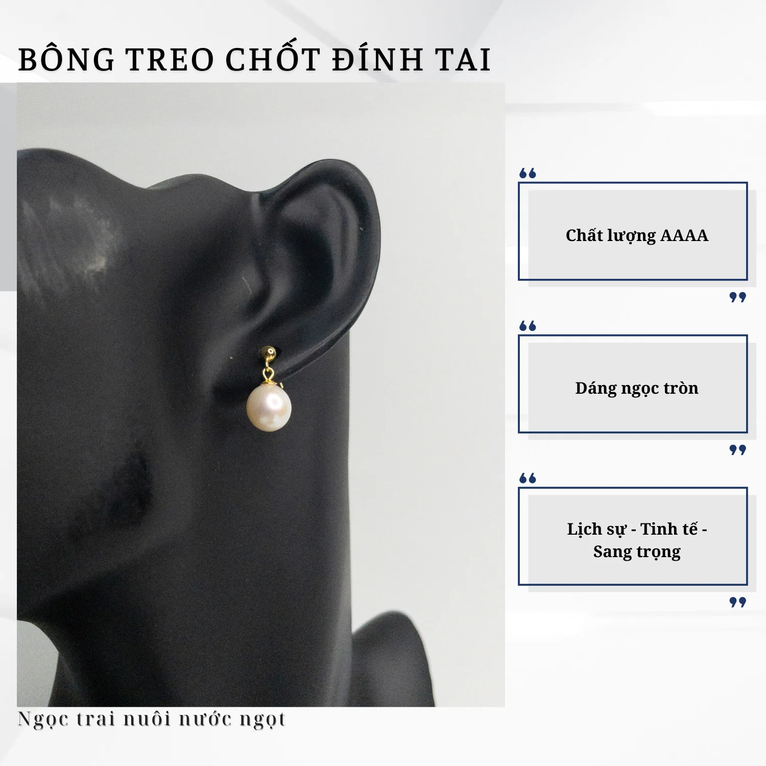 Bông Tai Ngọc Trai Tròn Dáng Treo Chốt Đính Tai Sang Trọng - Ảnh 2