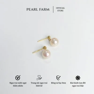 Bông Tai Ngọc Trai Tròn Dáng Treo Chốt Đính Tai Sang Trọng