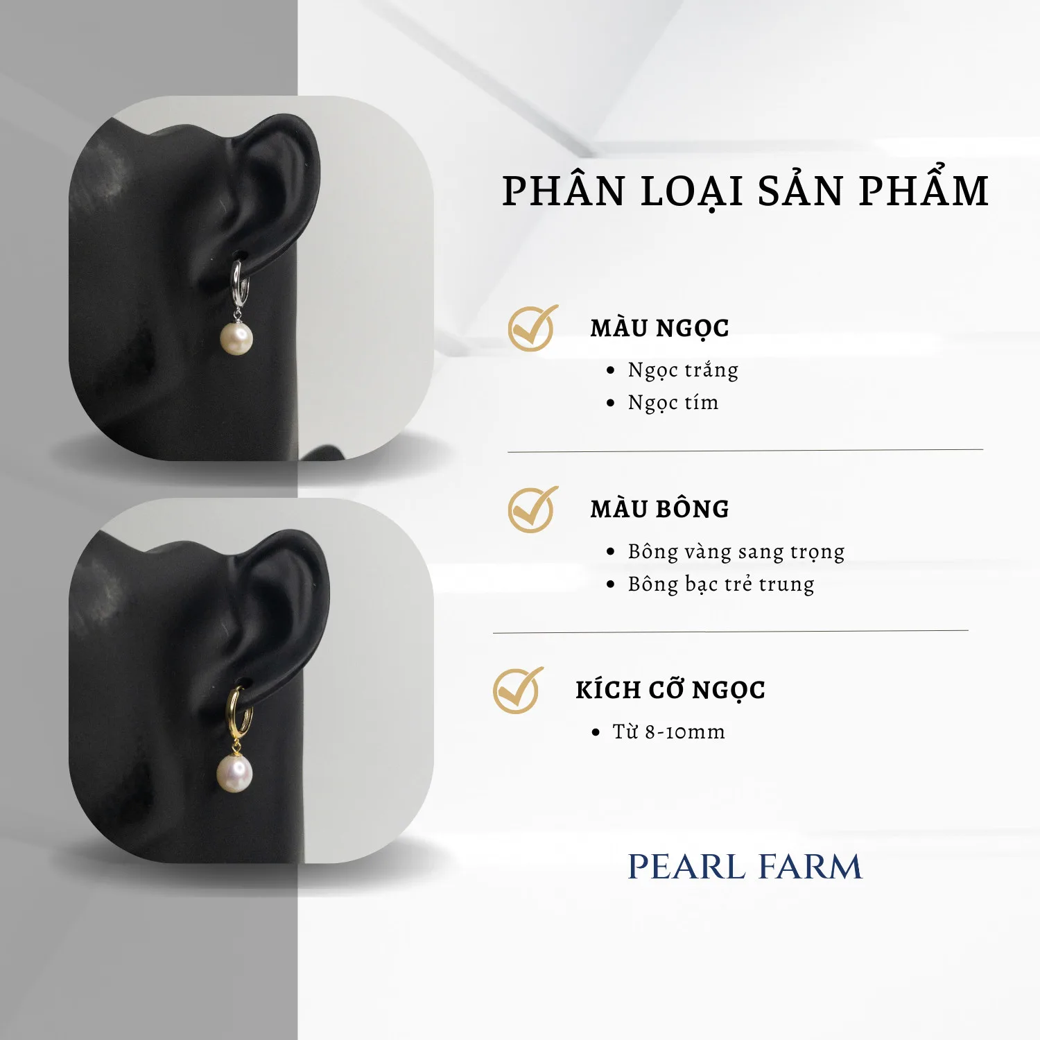 Bông Tai Ngọc Trai Đơn Bấm Tròn Đơn Giản Cổ Điển - Ảnh 4