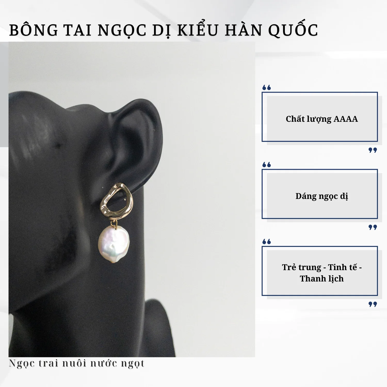 Bông Tai Ngọc Trai Dáng Dị Kiểu Treo Hàn Quốc - Ảnh 4