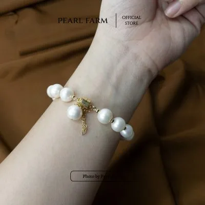 Lắc Tay Ngọc Trai Tròn Lớn Khoá Nam Châm Sang Trọng