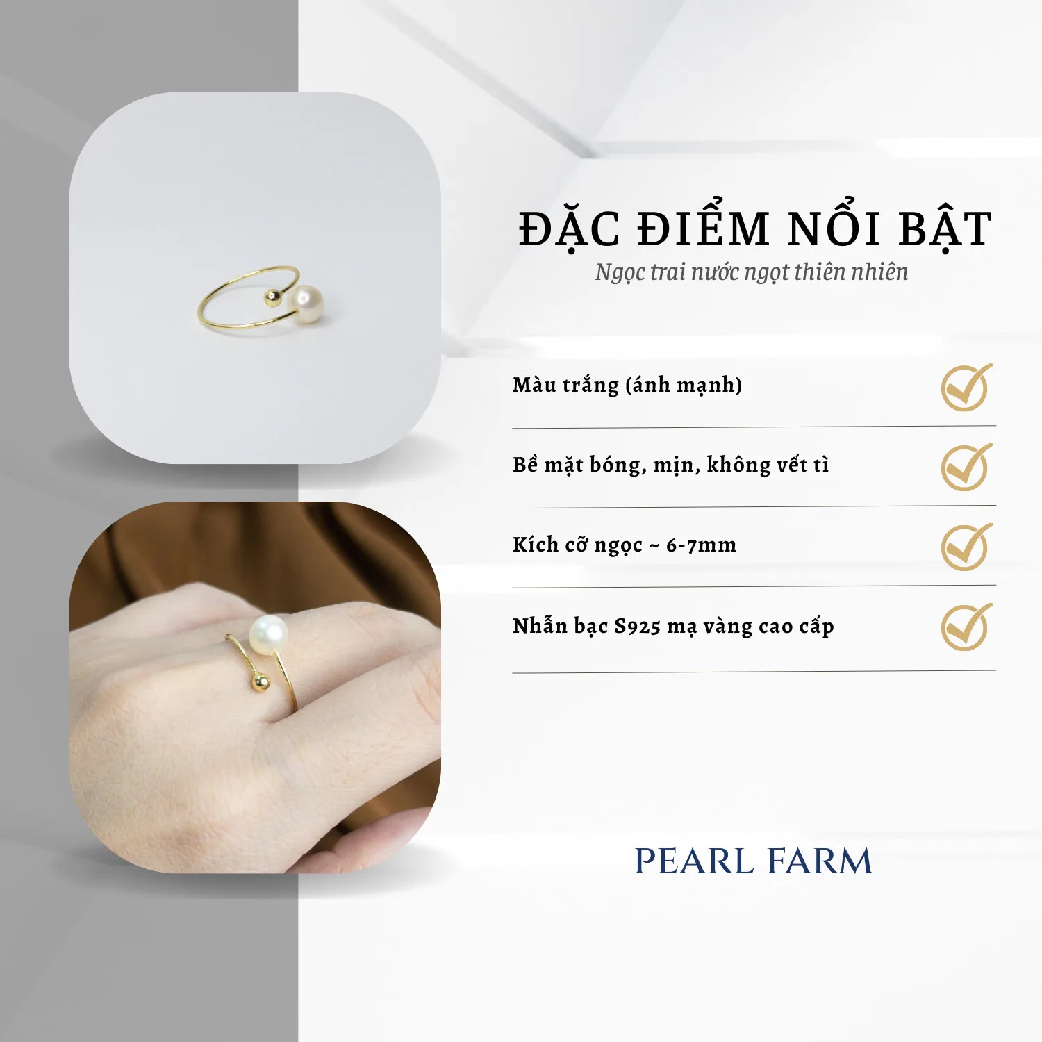 Nhẫn Ngọc Trai Dáng Mảnh Tinh Tế Thời Trang Phong Cách Hàn Quốc - Ảnh 3