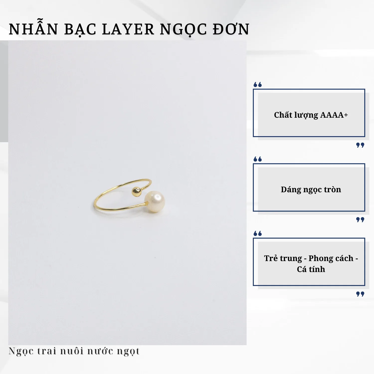 Nhẫn Ngọc Trai Dáng Mảnh Tinh Tế Thời Trang Phong Cách Hàn Quốc - Ảnh 2