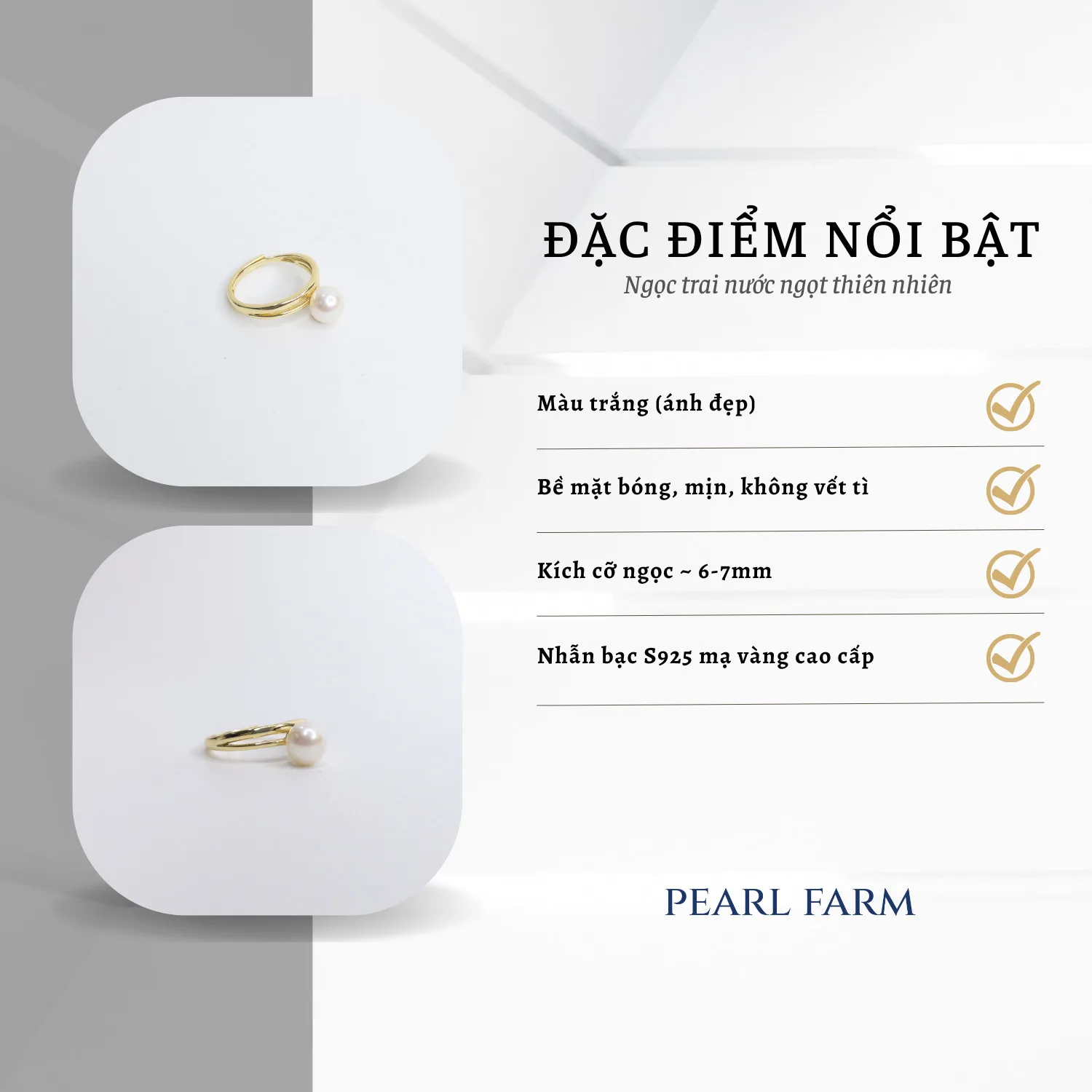 Nhẫn Ngọc Trai Nữ Thời Trang Dày Dặn Phong Cách Hàn Quốc - Ảnh 3