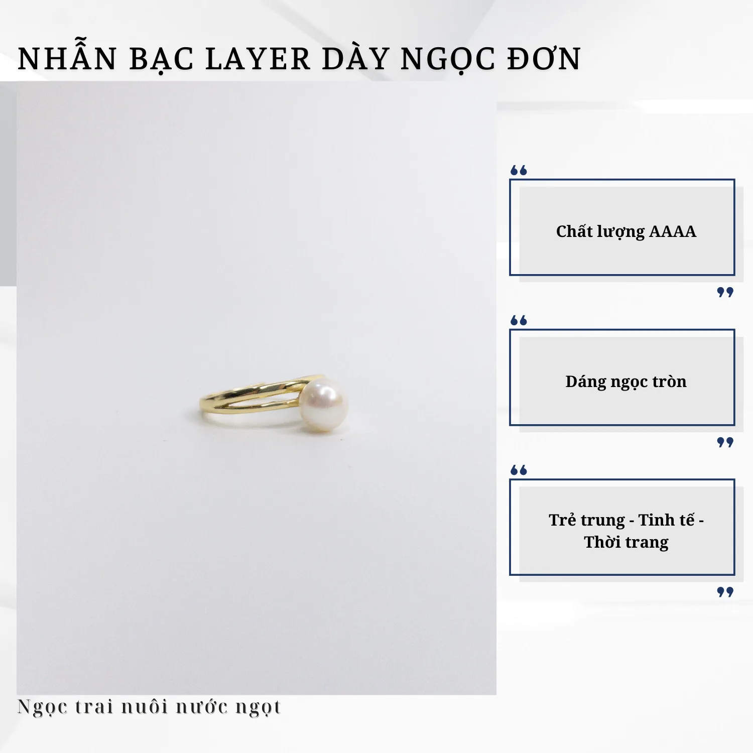 Nhẫn Ngọc Trai Nữ Thời Trang Dày Dặn Phong Cách Hàn Quốc - Ảnh 2