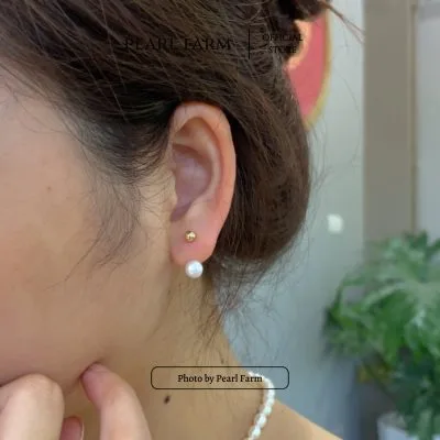 Bông Tai Ngọc Trai Chất Liệu Hợp Kim 2 Nút Thời Trang