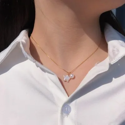 Dây Chuyền Ngọc Trai Ngôi Sao Và Ngọc Tròn Bạc S925
