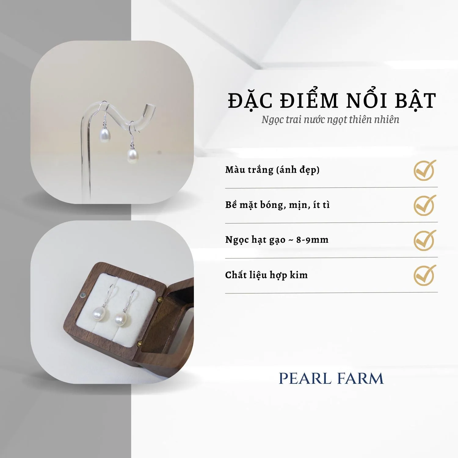 Bông Tai Ngọc Trai Hạt Gạo Dáng Móc Tai - Ảnh 5