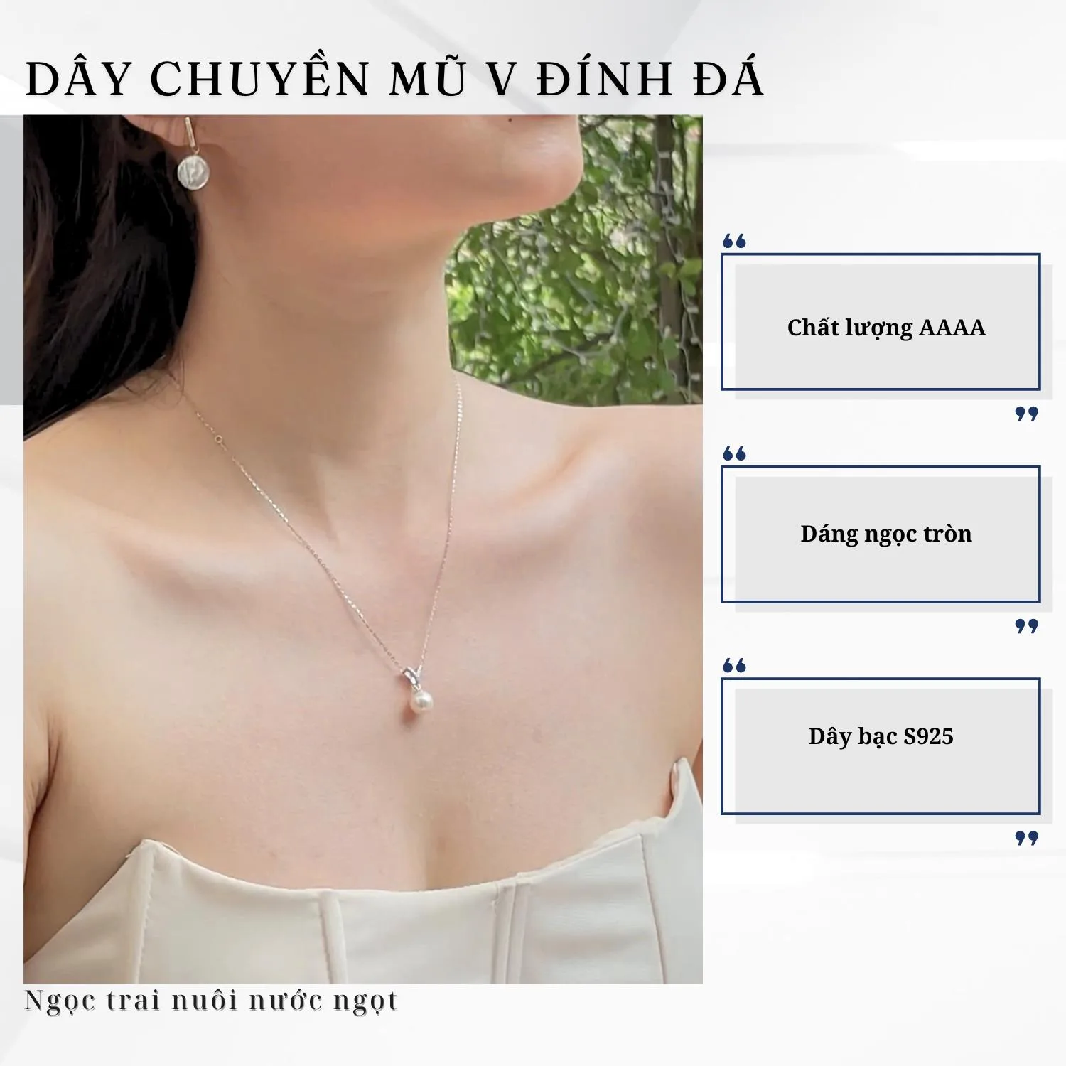 Dây Chuyền Ngọc Trai Mũ Chữ V - Ảnh 9