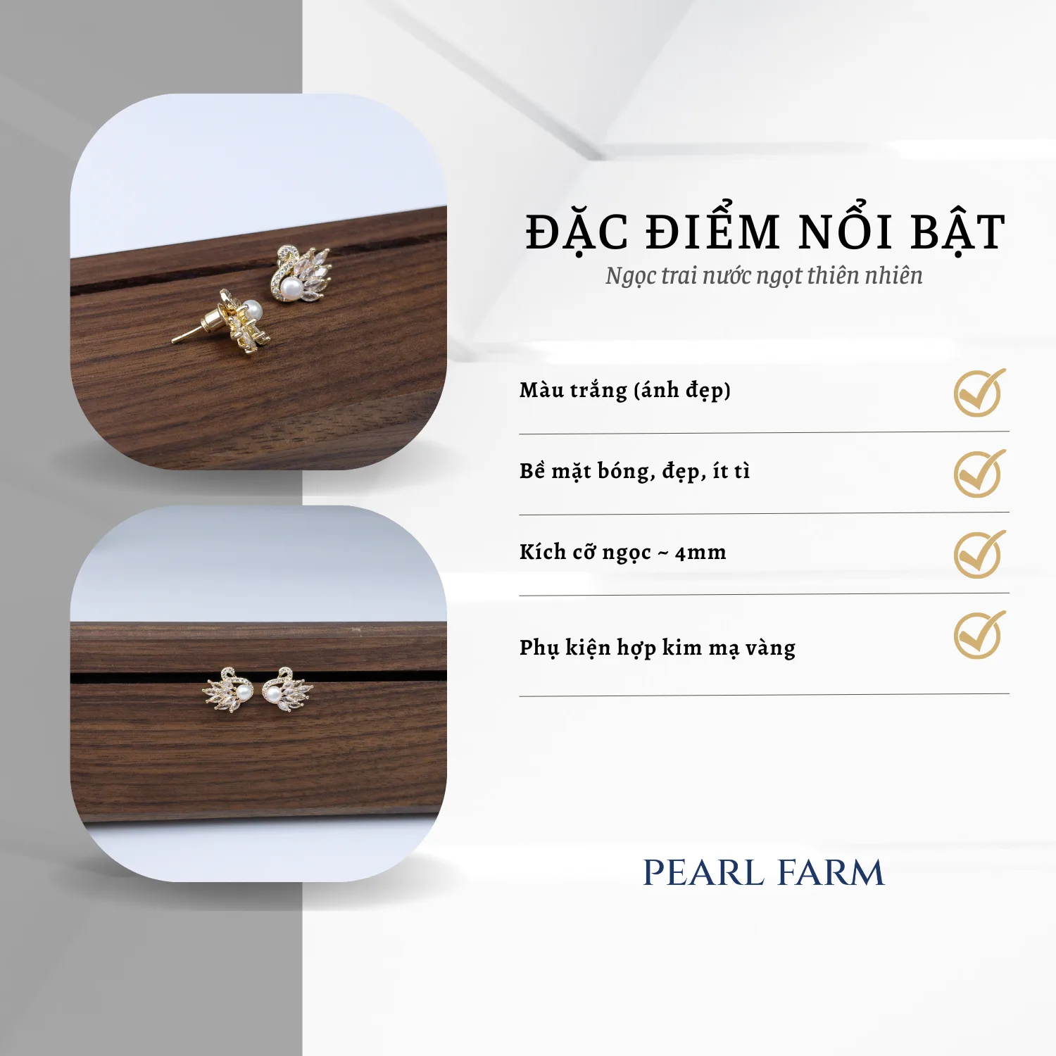 Bông Tai Nụ Ngọc Trai Dáng Thiên Nga - Ảnh 6