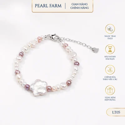 Lắc Tay Ngọc Trai Dị Tím Mix Bông Hoa Viên Chủ