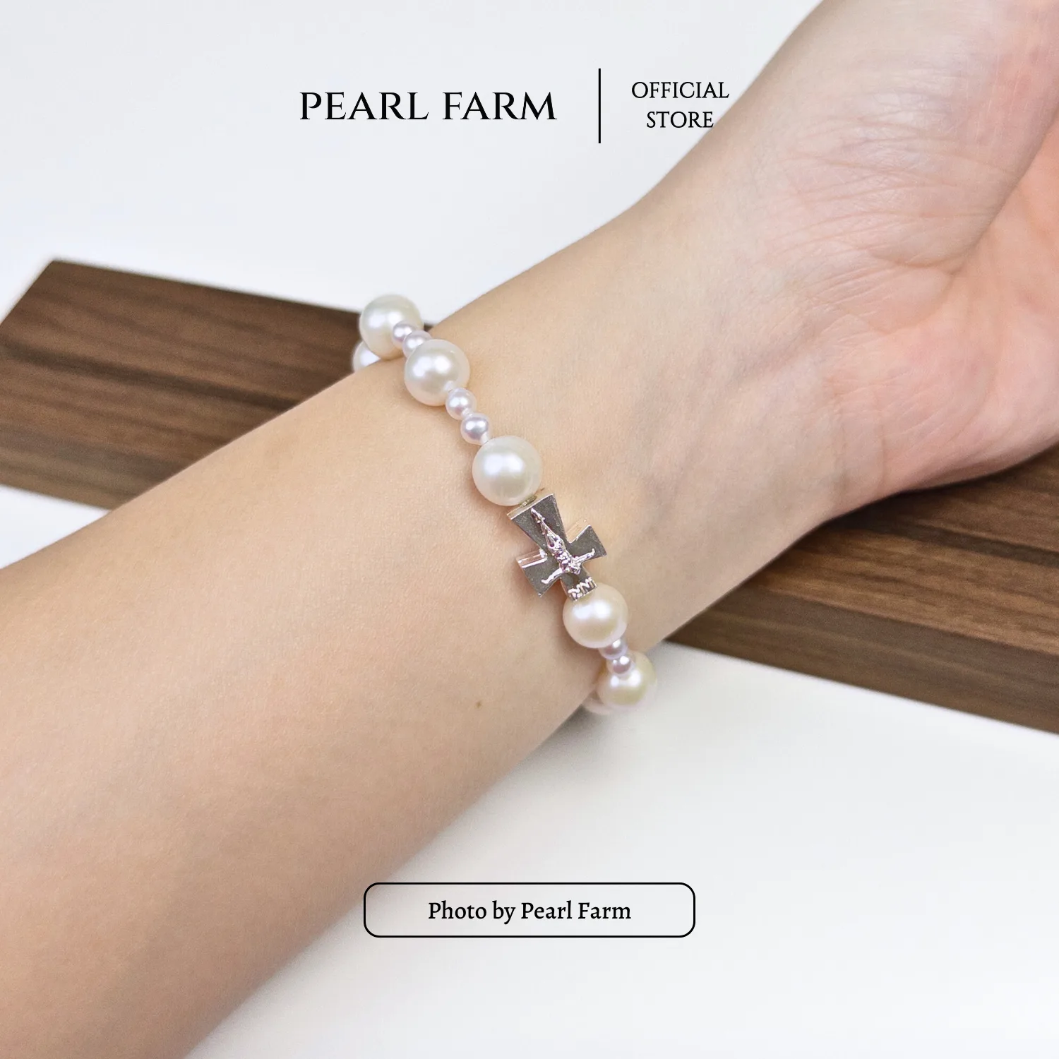 Lắc Tay Ngọc Trai Mân Côi Chữ Thập Thánh Giá Công Giáo Bạc S925 Co Giãn - Ảnh 10