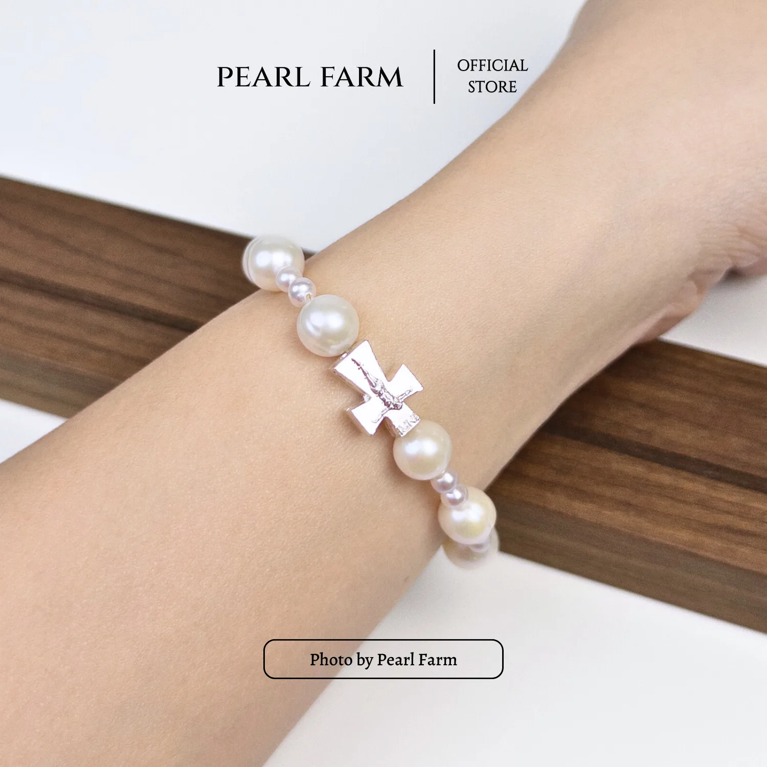 Lắc Tay Ngọc Trai Mân Côi Chữ Thập Thánh Giá Công Giáo Bạc S925 Co Giãn - Ảnh 11