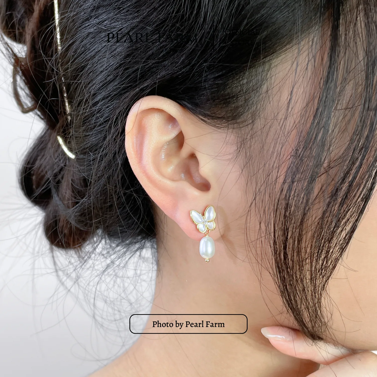 Bông Tai Ngọc Trai Hồ Điệp Dáng Treo Nữ Tính - Ảnh 9