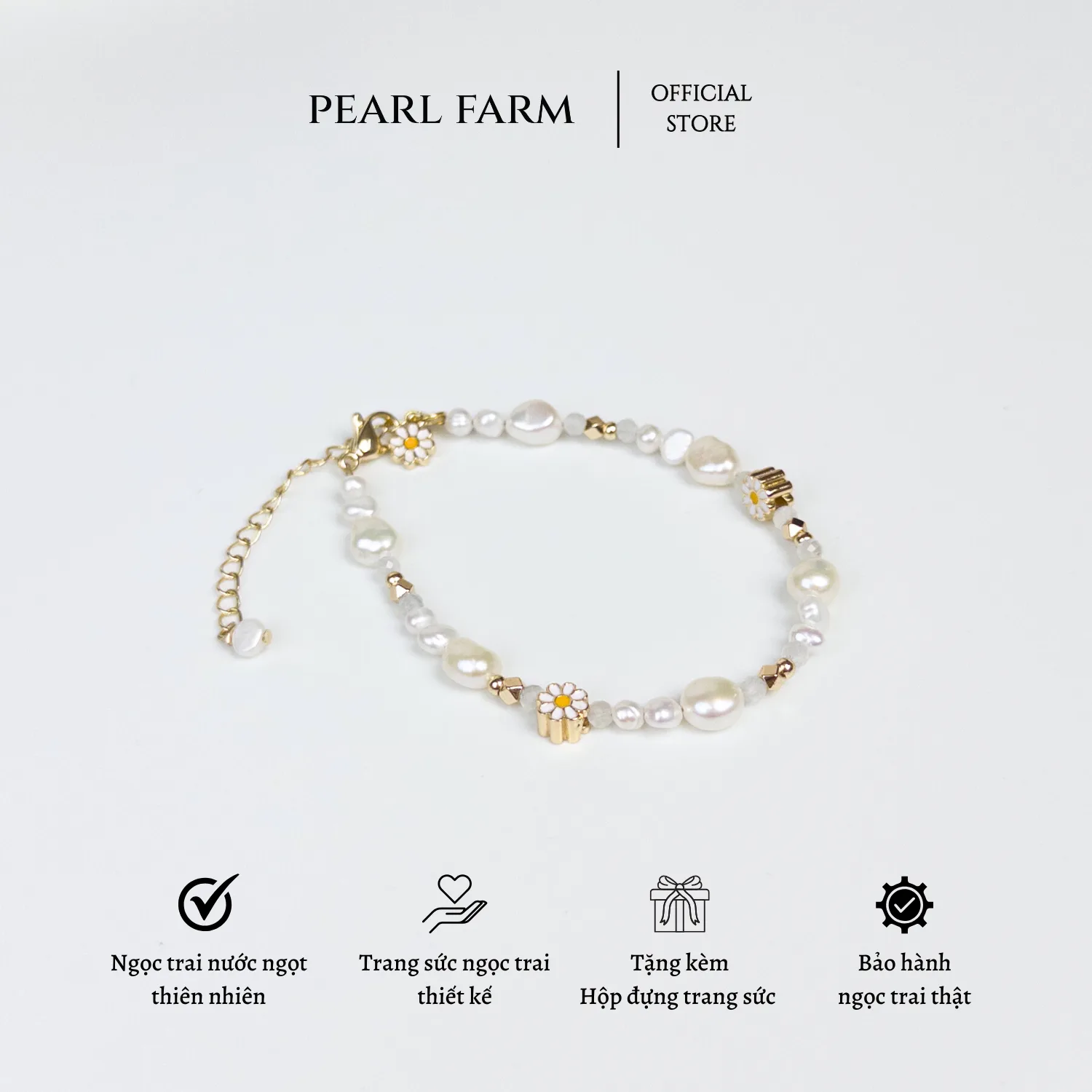 Lắc Tay Ngọc Trai Dáng Dị Mix Hoa Cúc Mùa Hè Năng Động Trẻ Trung - Ảnh 6
