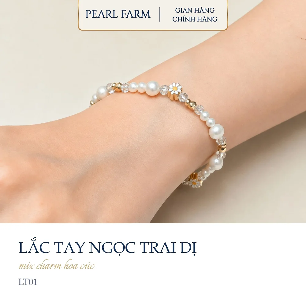 Lắc Tay Ngọc Trai Dáng Dị Mix Hoa Cúc Mùa Hè Năng Động Trẻ Trung - Ảnh 3