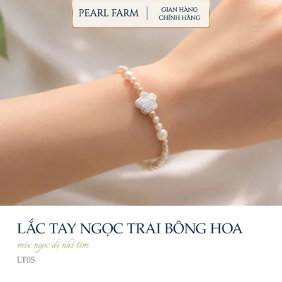 Lắc Tay Ngọc Trai Dị Tím Mix Bông Hoa Viên Chủ