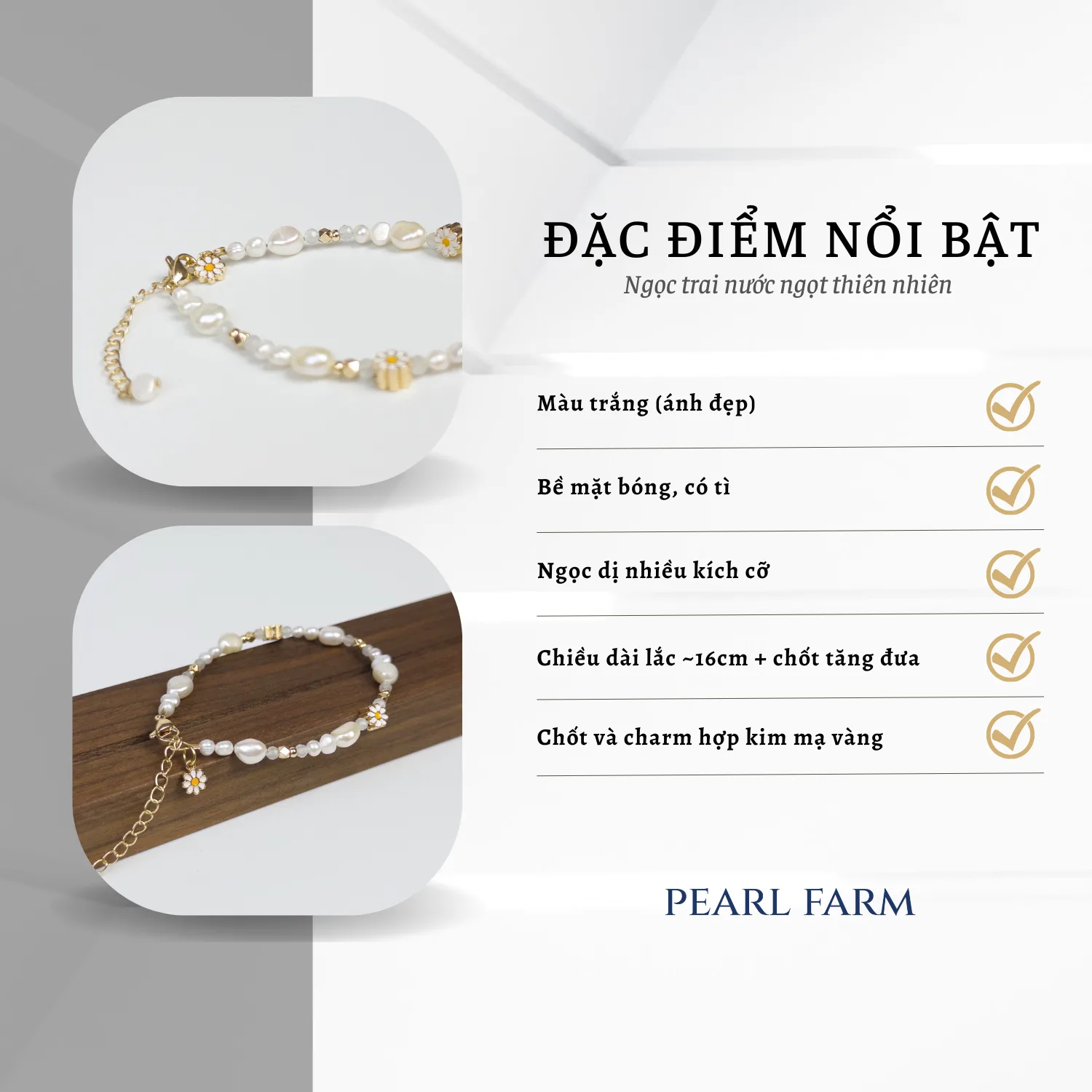 Lắc Tay Ngọc Trai Dáng Dị Mix Hoa Cúc Mùa Hè Năng Động Trẻ Trung - Ảnh 4