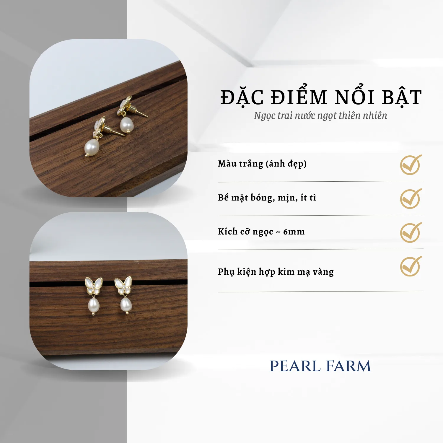 Bông Tai Ngọc Trai Hồ Điệp Dáng Treo Nữ Tính - Ảnh 6