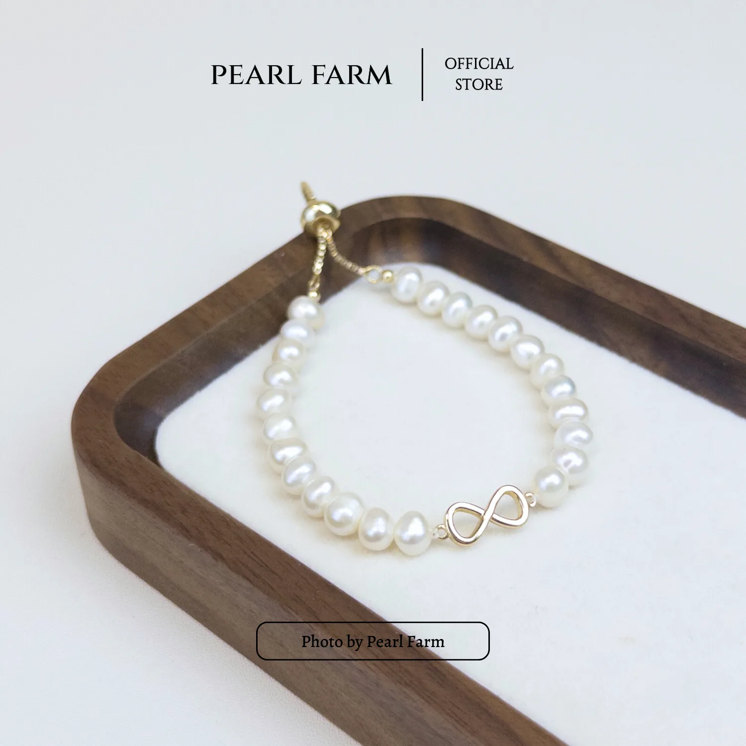 Lắc Tay Ngọc Trai Oval 5-6mm Charm Vô Cực Chốt Dây Rút - Ảnh 7