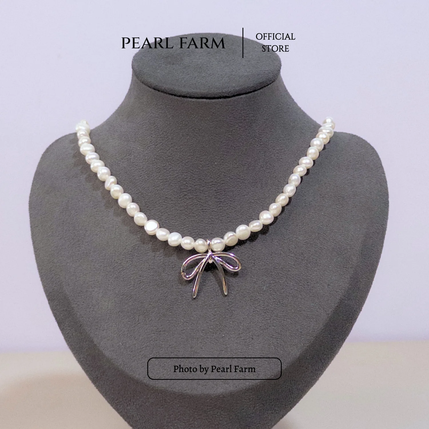 Chuỗi Cổ Ngọc Trai Xu Dị 5-6mm Mix Charm Nơ Titan - Ảnh 9